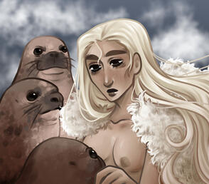 First illustration from the series “A selkie’s tale”